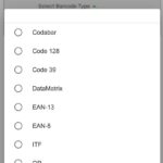 Barcode Generating App Menu
